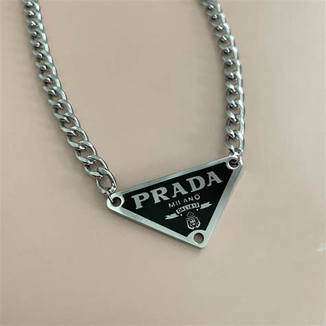 women prada necklace triangle|prada necklace triangle gold.